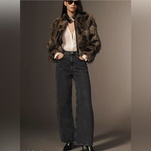 Vintage Chebello Genuine Fur Brown Jacket Size M Brown Rabbit Bomber w/ Hood